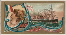 Steamship La Champagne, French Line, from the Ocean and River Steamers series (N83) for Du..., 1887. Creator: Unknown