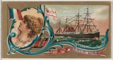 Steamship La Champagne, French Line, from the Ocean and River Steamers series (N83) for Du..., 1887. Creator: Unknown