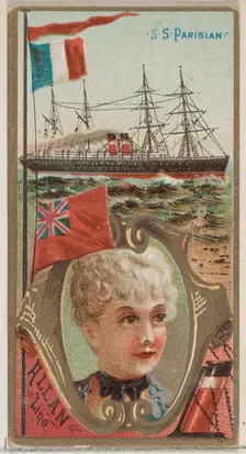 Steamship Parisian, Allan Line, from the Ocean and River Steamers series (N83) for Duke br..., 1887. Creator: Unknown