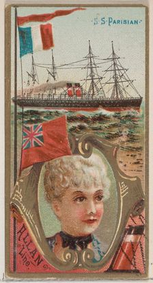 Steamship Parisian, Allan Line, from the Ocean and River Steamers series (N83) for Duke br..., 1887. Creator: Unknown