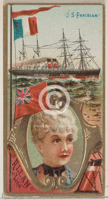 Steamship Parisian, Allan Line, from the Ocean and River Steamers series (N83) for Duke br..., 1887. Creator: Unknown.