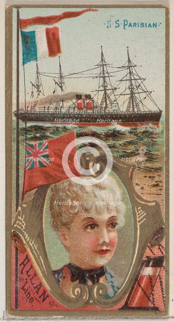 Steamship Parisian, Allan Line, from the Ocean and River Steamers series (N83) for Duke br..., 1887. Creator: Unknown.