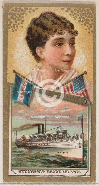 Steamship Rhode Island, Providence Line, from the Ocean and River Steamers series (N83) fo..., 1887. Creator: Unknown.