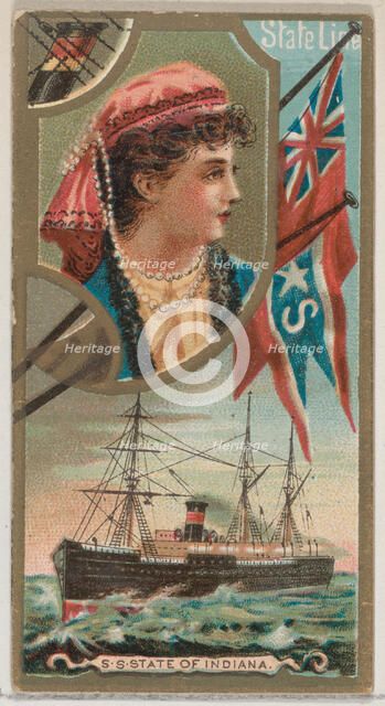 Steamship State of Indiana, State Line, from the Ocean and River Steamers series (N83) for..., 1887. Creator: Unknown.