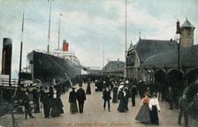 Steamship SS Celtic at the quayside, Liverpool, Lancashire, c1904.Artist: Valentine & Sons Ltd