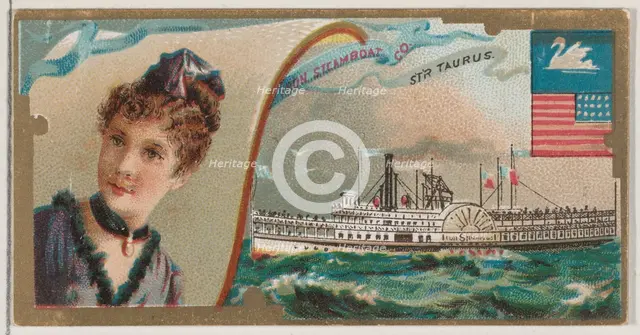 Steamship Taurus, Iron Steamboat Company, from the Ocean and River Steamers series (N83) f..., 1887. Creator: Unknown.