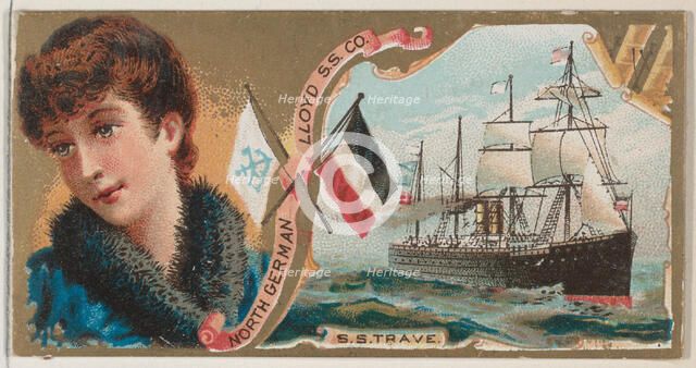 Steamship Trave, North German Lloyd Steamship Company, from the Ocean and River Steamers s..., 1887. Creator: Unknown.