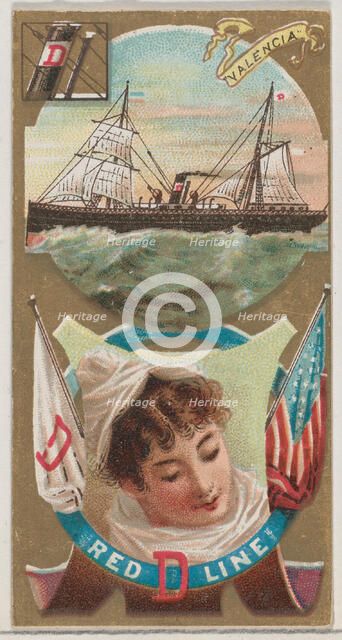Steamship Valencia, Red D. Line, from the Ocean and River Steamers series (N83) for Duke b..., 1887. Creator: Unknown.