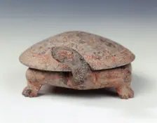 Steatite covered ink palette in the shape of a tortoise, Six Dynasties, 7th century or earlier. Creator: Unknown