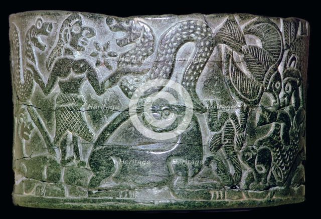 Steatite bowl with mythological scenes. Artist: Unknown