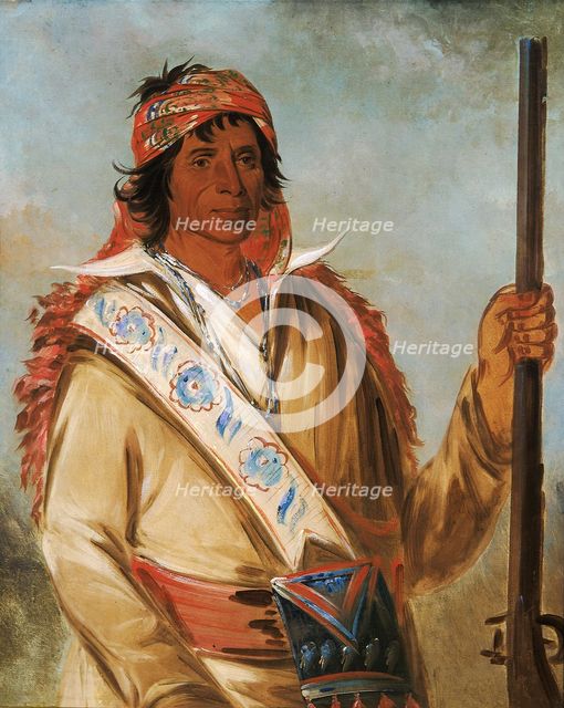 Steeh-tcha-kó-me-co, Great King (called Ben Perryman), a Chief, 1834. Creator: George Catlin.