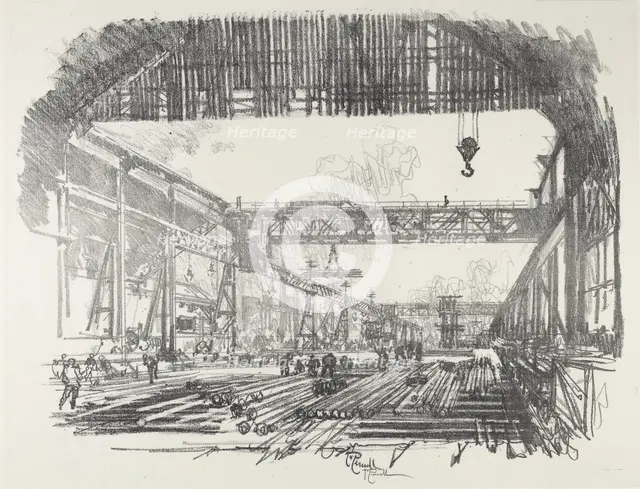 Steel Bars for Shells, 1916. Creator: Joseph Pennell.