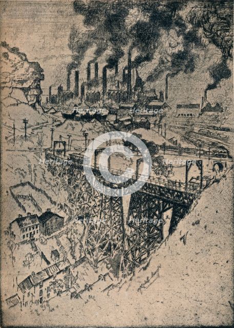 'Steel-Edgar Thomson Works', 1909. Artist: Joseph Pennell.