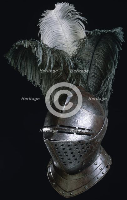 Steel helmet made in the Royal Armory at Greenwich Palace, from London, c1540. Creator: Unknown.