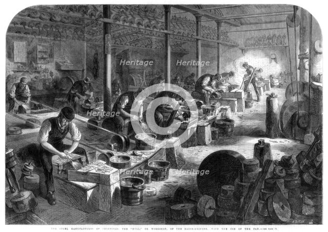 Steel manufactures of Sheffield, Yorkshire, 1866.  Creator: Mason Jackson.
