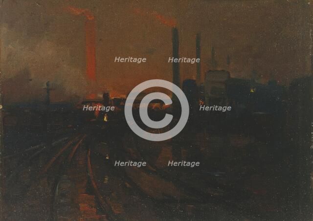 'Steel Works, Cardiff at night', 1893-97. Artist: Lionel Walden