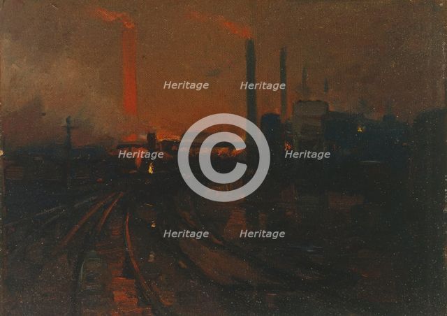 'Steel Works, Cardiff at night', 1893-97. Creator: Lionel Walden.