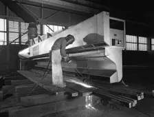 Steelworker at Park Gate Iron and Steel Co, Rotherham, South Yorkshire, April 1964. Creator: Michael Walters