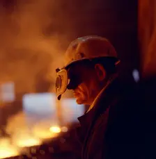 Steelworker, Newton Chambers, Chapeltown, Sheffield, South Yorkshire, 1971. Creator: Michael Walters