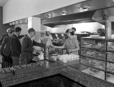Steelworks canteen, Park Gate, Rotherham, South Yorkshire, 1964. Creator: Michael Walters