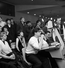 Steelworks social evening at a bowling alley, Sheffield, South Yorkshire, 1964. Creator: Michael Walters