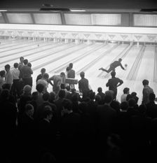 Steelworks social evening at a bowling alley, Sheffield, South Yorkshire, 1964. Creator: Michael Walters