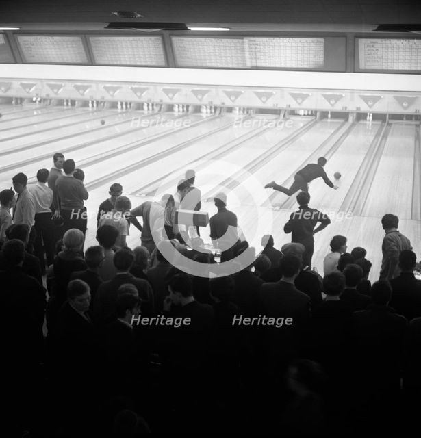 Steelworks social evening at a bowling alley, Sheffield, South Yorkshire, 1964. Creator: Michael Walters.