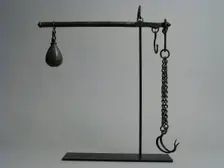 Steelyard Rod with Weight and Hooks, Byzantine, 5th-7th century. Creator: Unknown