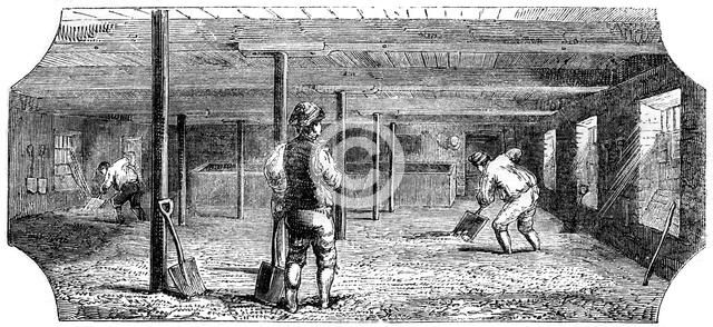 Steeping, couching and flooring malt, 1886. Artist: Unknown