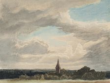 Steeple in a Landscape in Odenthal, Study, 1856. Creator: Werner Holmberg