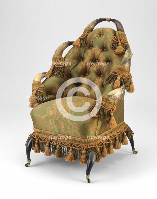 Steer Horn Armchair, 1870/80. Creator: Unknown.