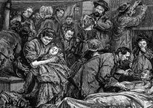 Steerage passengers on an Atlantic steamer bound for America, c1850