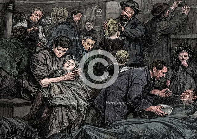 Steerage passengers on an Atlantic steamer bound for America, c1850. Artist: Unknown.