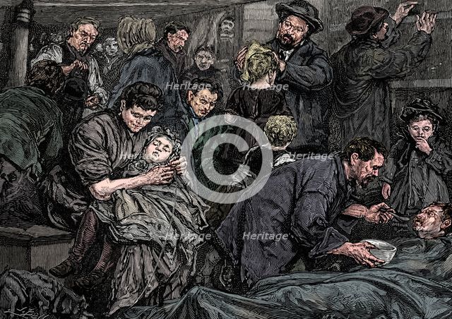 Steerage passengers on an Atlantic steamer bound for America, c1850. Artist: Unknown.