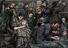 Steerage passengers on an Atlantic steamer bound for America, c1850