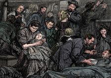 Steerage passengers on an Atlantic steamer bound for America, c1850