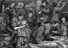 Steerage passengers on an Atlantic steamer bound for America, c1850