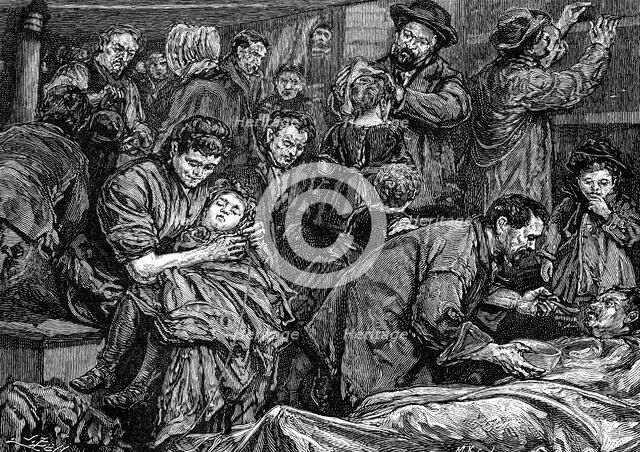 Steerage passengers on an Atlantic steamer bound for America, c1850. Artist: Unknown