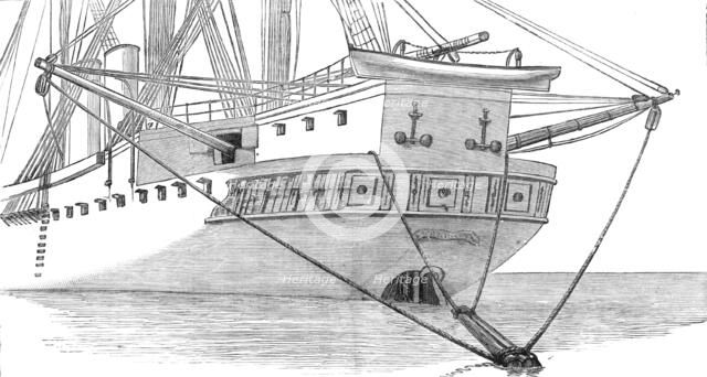 Steering spar contrivance for H.M.S. Bacchante after the squall, 1881. Creator: Unknown.