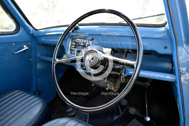 Steering wheel of a 1960 Austin A35 van. Creator: Unknown.