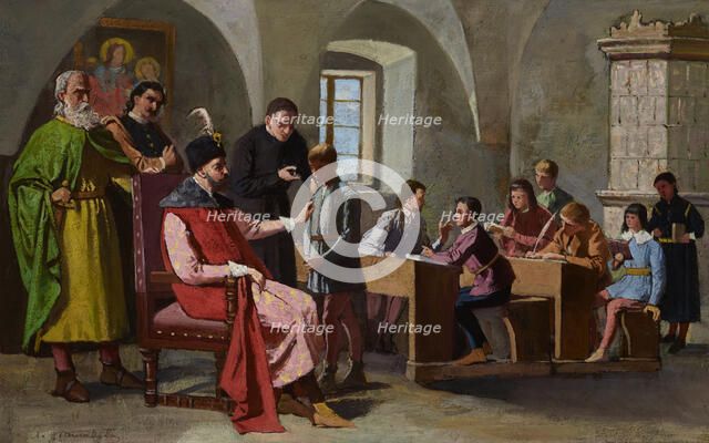 Stefan Batory among Schoolboys, after 1875. Creator: Antoni Gramatyka.