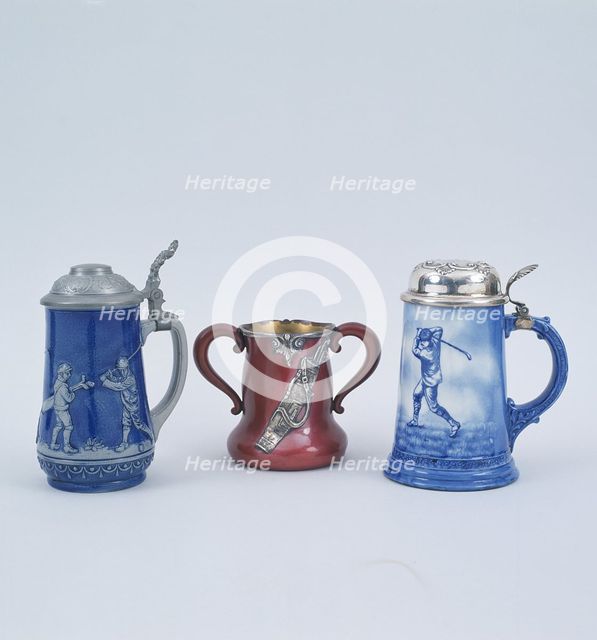 Stein beer mugs, American, c1900-1910. Creator: Unknown.