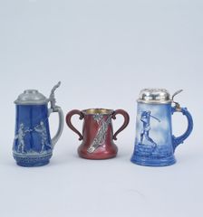 Stein beer mugs, American, c1900-1910. Creator: Unknown