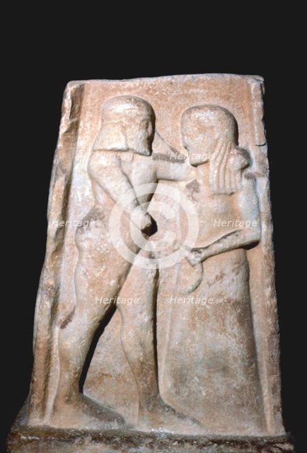 Stela of Menalaus and Helen (of Troy), Archaic Greek, c8th century BC-c5th century BC Artist: Unknown.