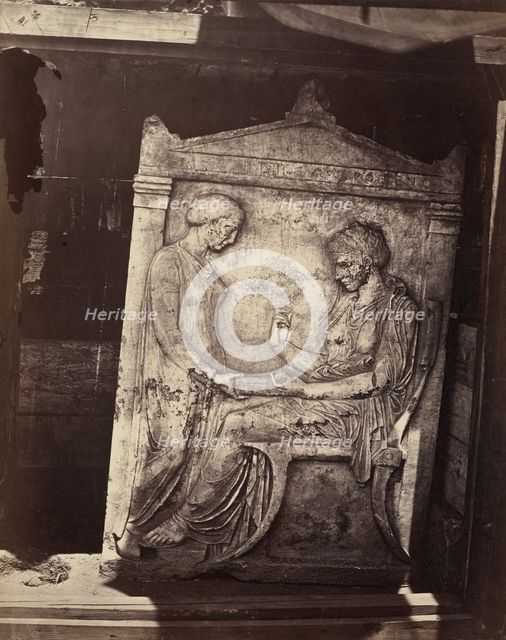 Stele from the Kerameikos Cemetery, Athens, early 1880s. Creator: William James Stillman.