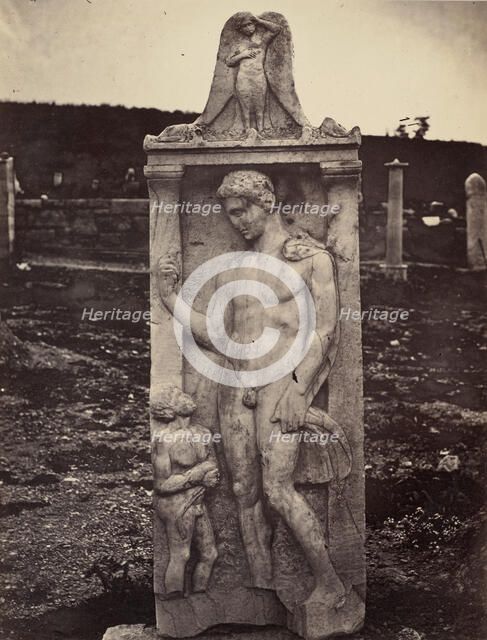 Stele from the Kerameikos Cemetery, Athens, early 1880s. Creator: William James Stillman.