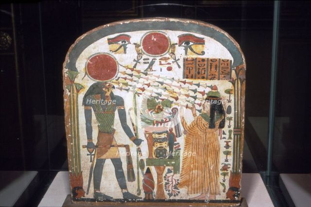 Stele with Ra as Hawk, Sun symbol and Eyes, on Stele of Lady Taperet, c850BC-690 BC. Artist: Unknown.