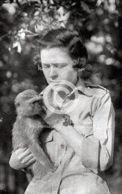 Stella Court Treatt and her monkey Kima, Dodoma to Mongalla, East Africa, 1925 (1927). Artist: Thomas A Glover