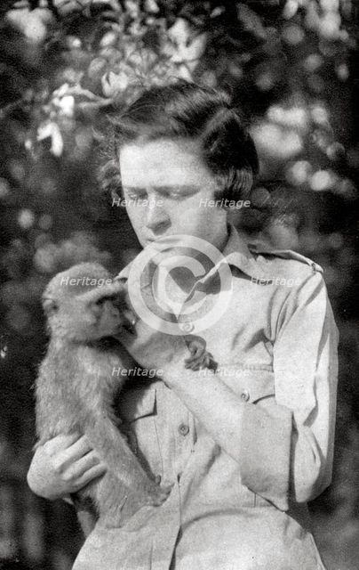 Stella Court Treatt and her monkey Kima, Dodoma to Mongalla, East Africa, 1925 (1927). Artist: Thomas A Glover