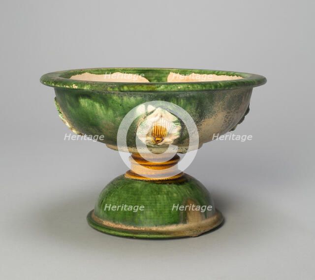 Stem Bowl with Foliate Medallions, Tang dynasty (618-906), first half of 8th century. Creator: Unknown.